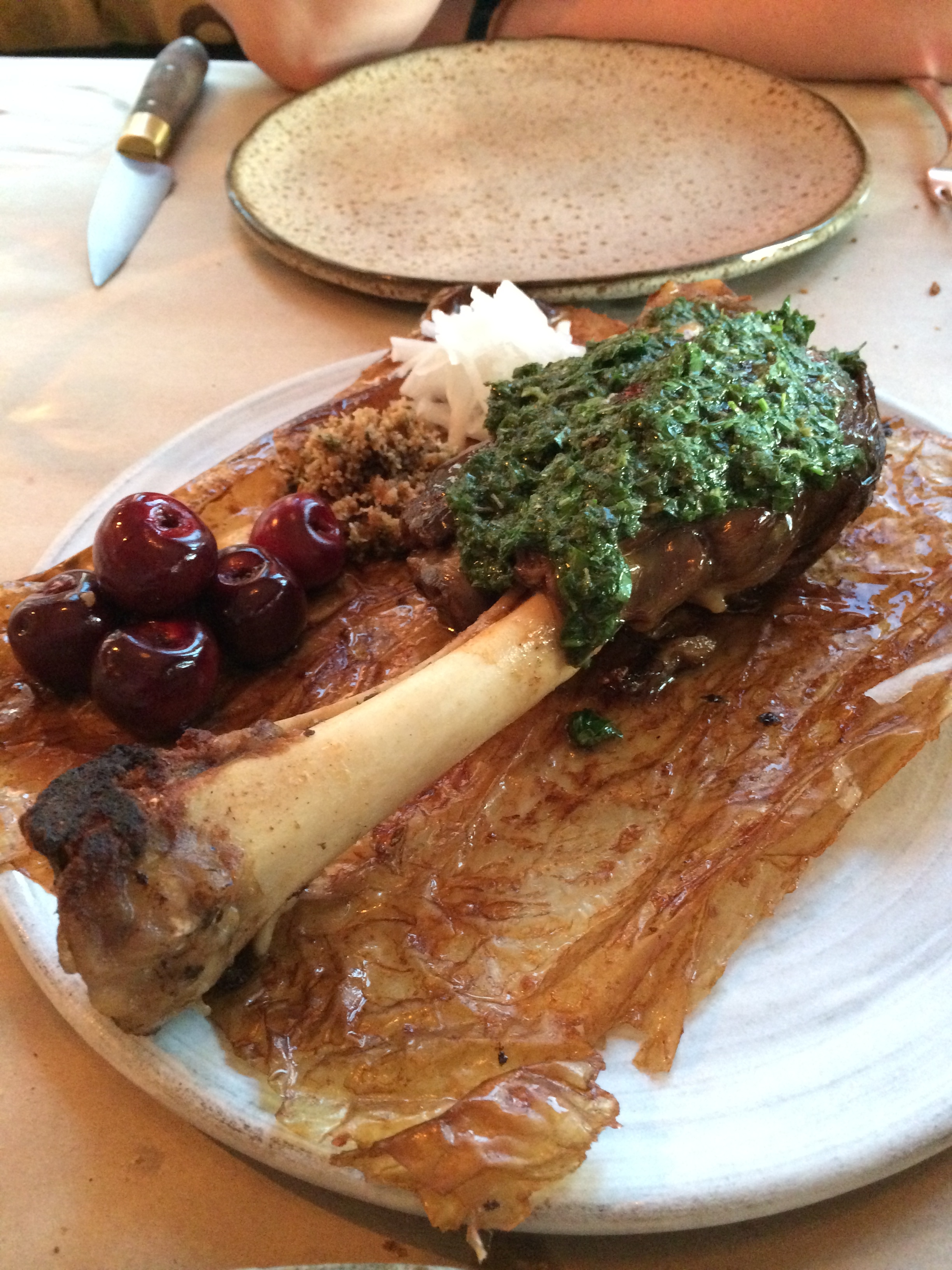 Slow roasted leg of lamb.