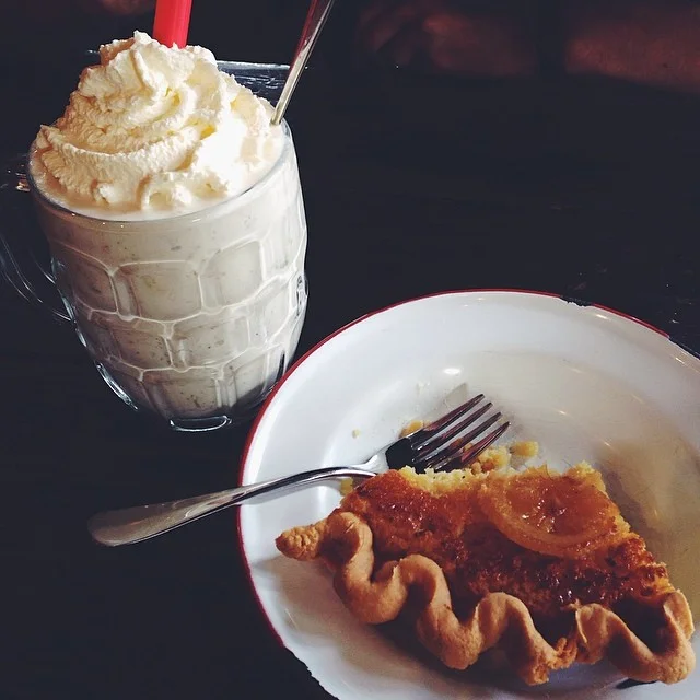 Lemon Buttermilk Pie and Green Chile Apple Pie Milkshake at Chile Pies & Ice Cream . Via Instagram .