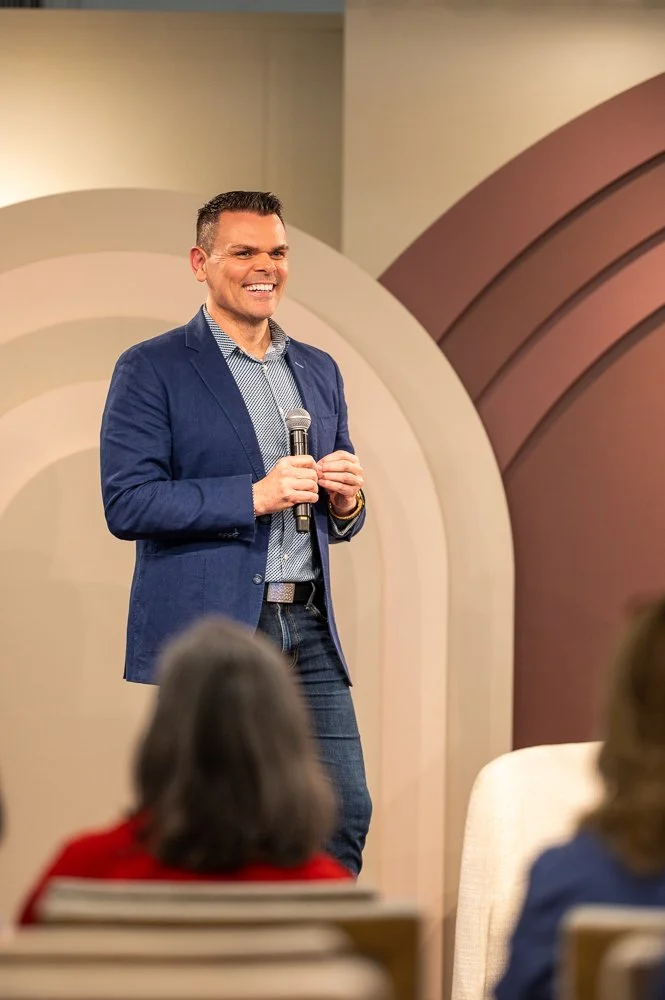  John McClain of John McClain Design (Los Angeles, CA) at the Andmore stage at Suites at Market Square, High Point, NC. High Point Market April 2026. 