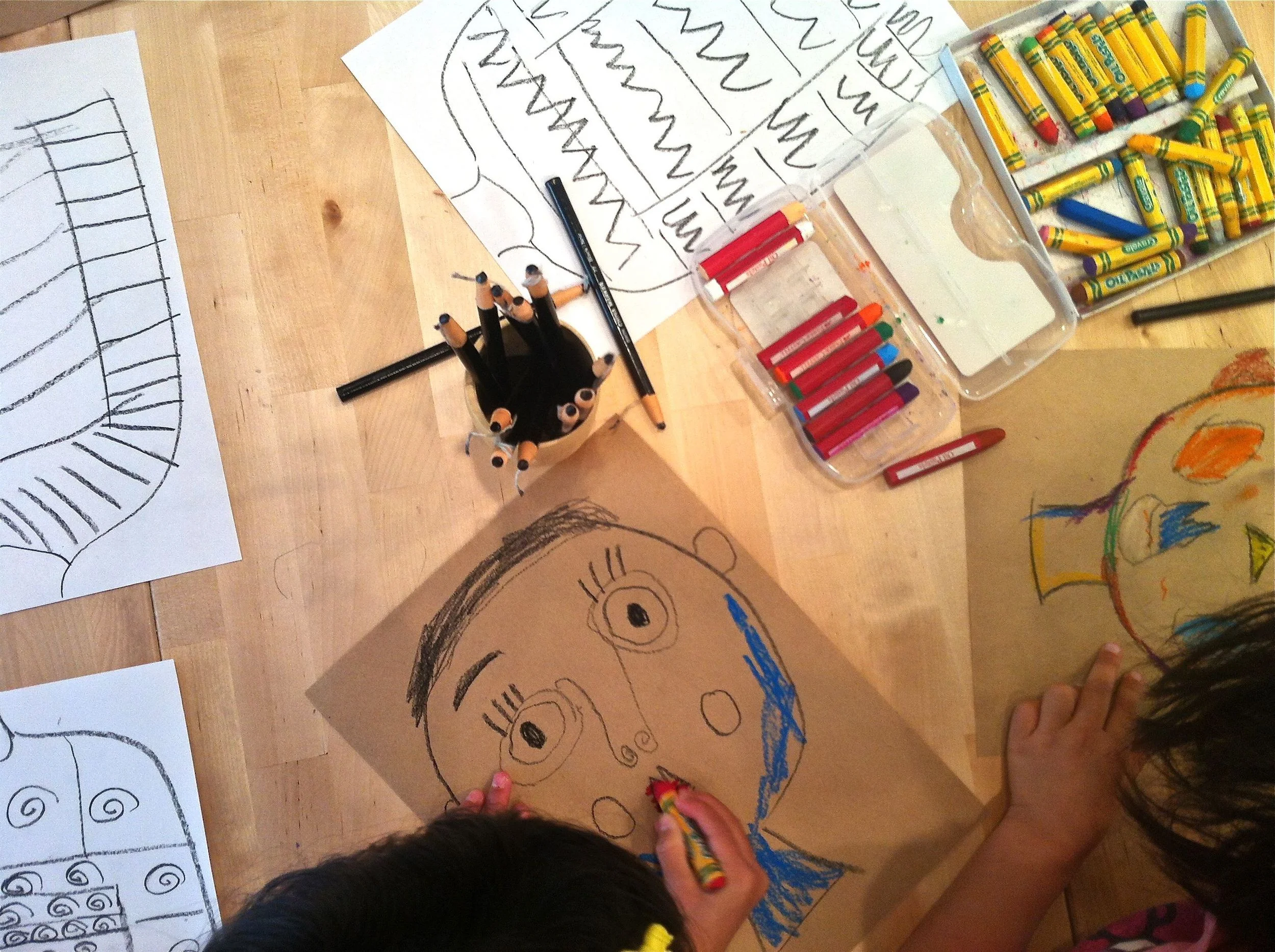 We studied Picasso faces in our Art History in the Afternoon (ages 6-7) series. 