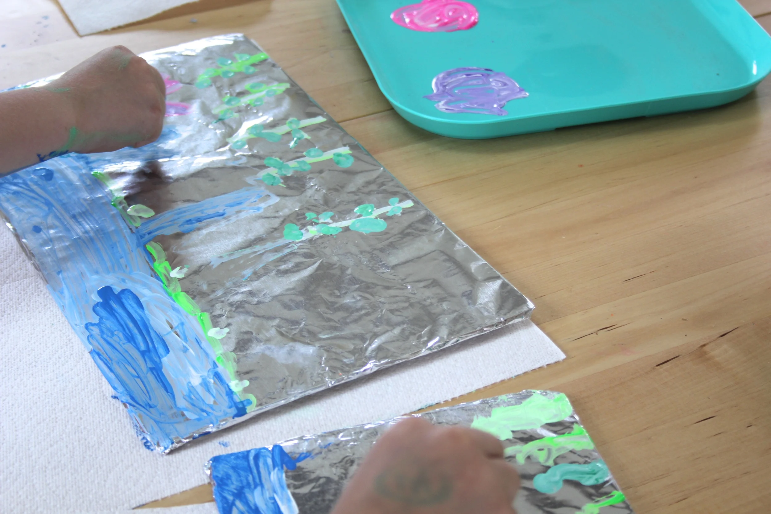 A tin foil canvas helped us talk about the concept of reflection.