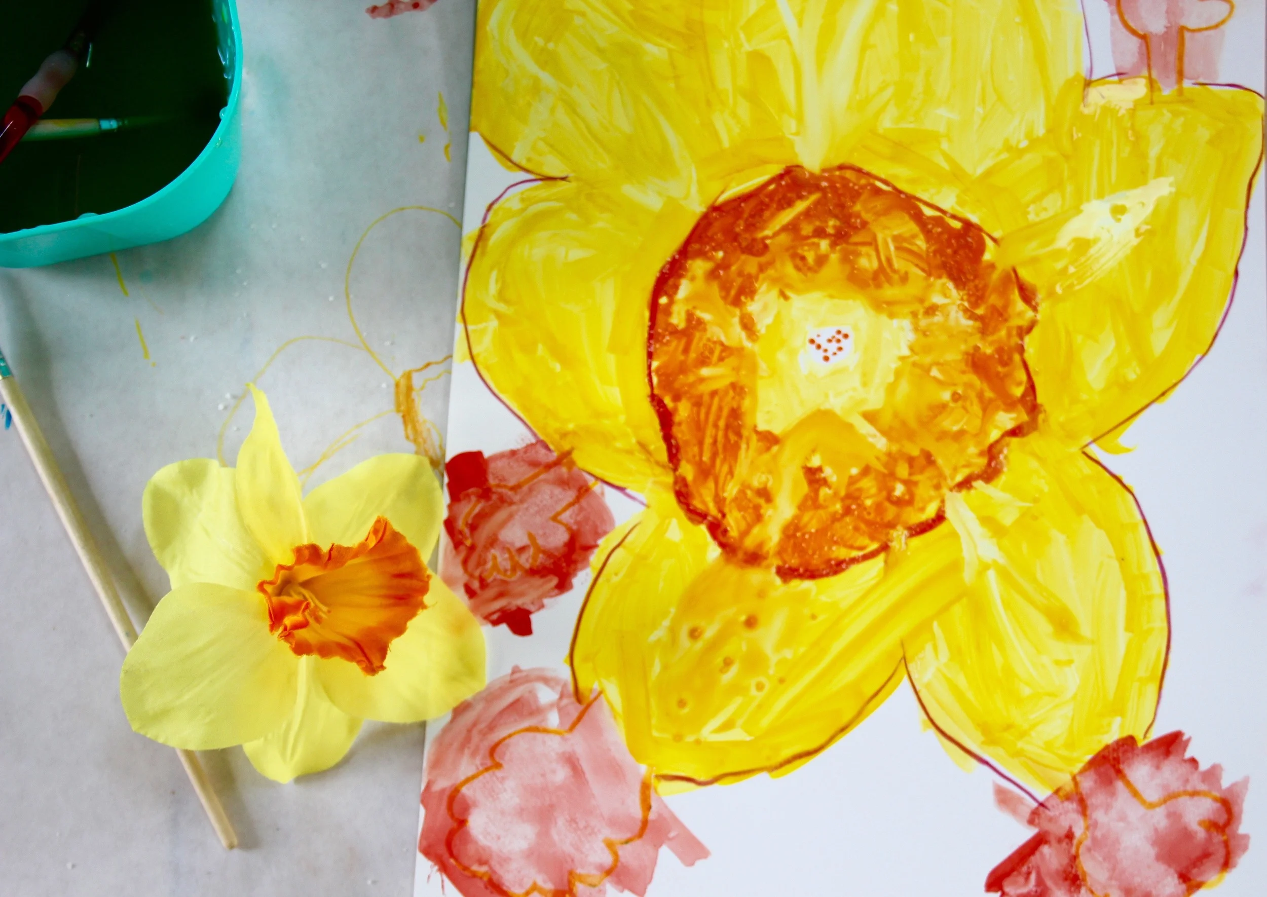 georgia o'keefe daffodil on yupo paper