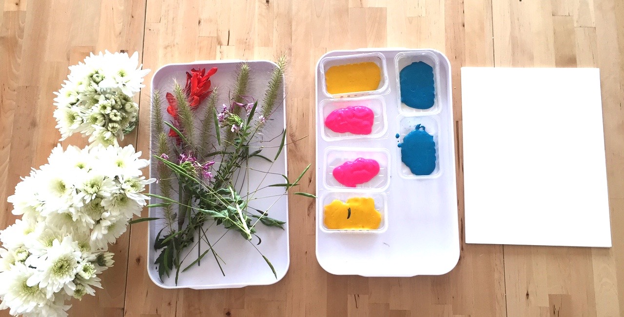 Gather some garden textures and see what happens when they take a dip in paint.