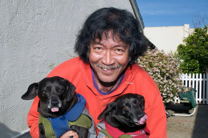 Photo of Papa, Bixby and Lucky. Bixby is on the left.