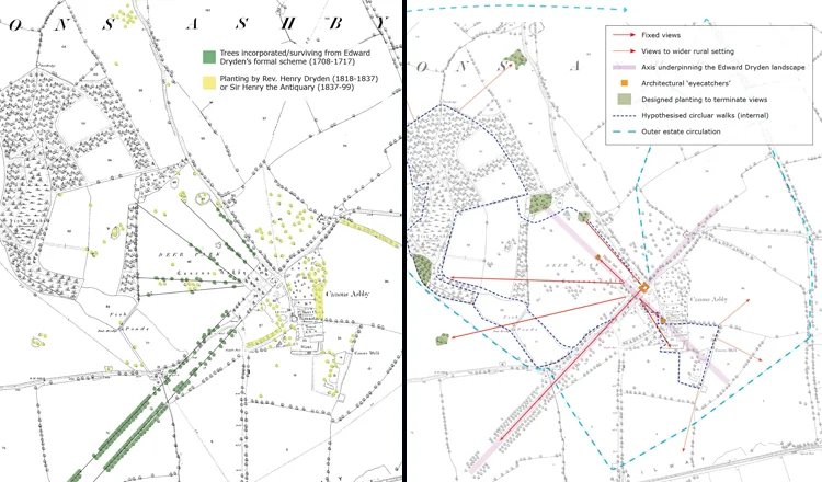 Analysis of historic mapping enabled a clear understanding of historic planting patterns and views.