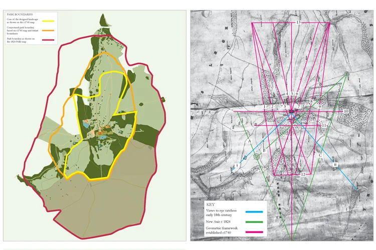 Analysis of the historic design revealed the evolution of the park boundary and a striking geometric framework.