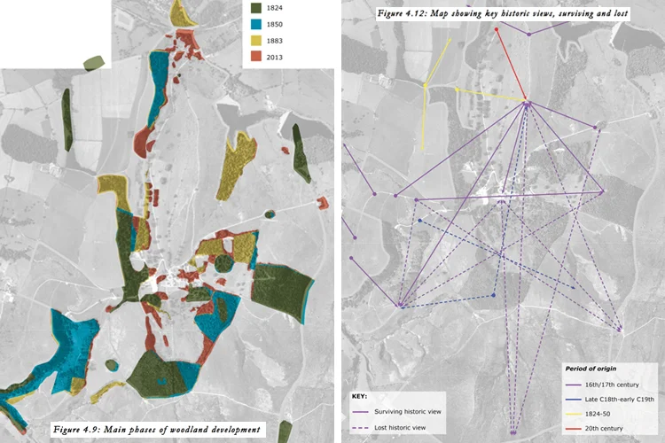 Analysis of woodland and views, demonstrating how these have changed over time.
