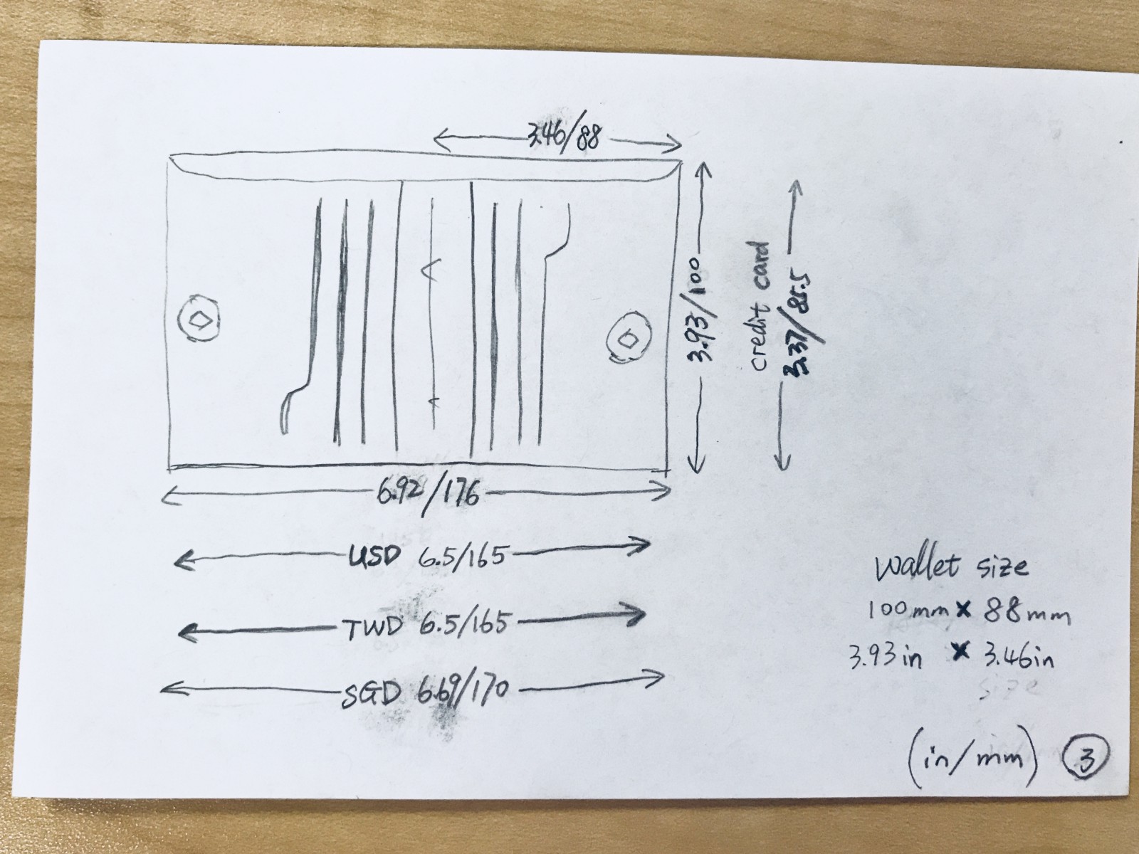 Size of my proposed wallet: 100mm x 88mm