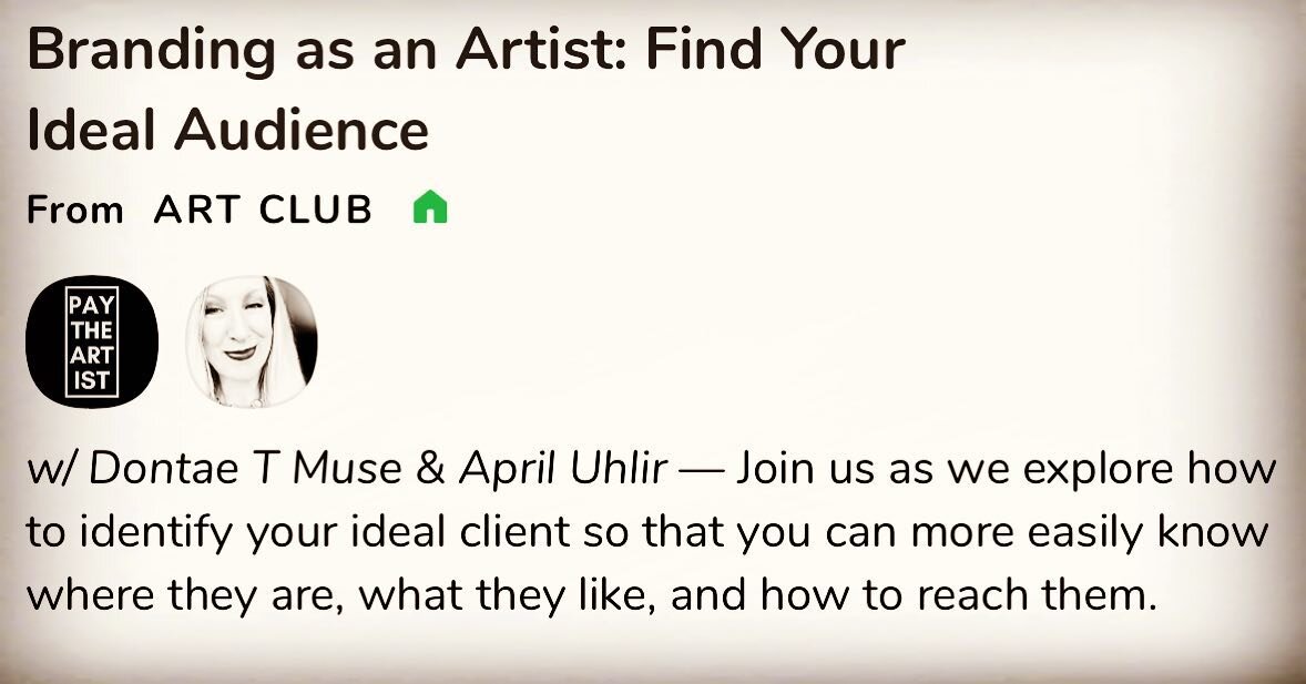 The Art Club on @clubhouse is a great place to meet and collaborate with artists. Join me this Wednesday at 3pm Chicago time when I&rsquo;ll be cohosting a clubhouse room with @iamdmuse to answer artist questions and discuss strategies for finding an