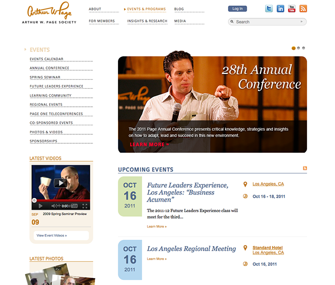 Arthur W. Page Society, Events page