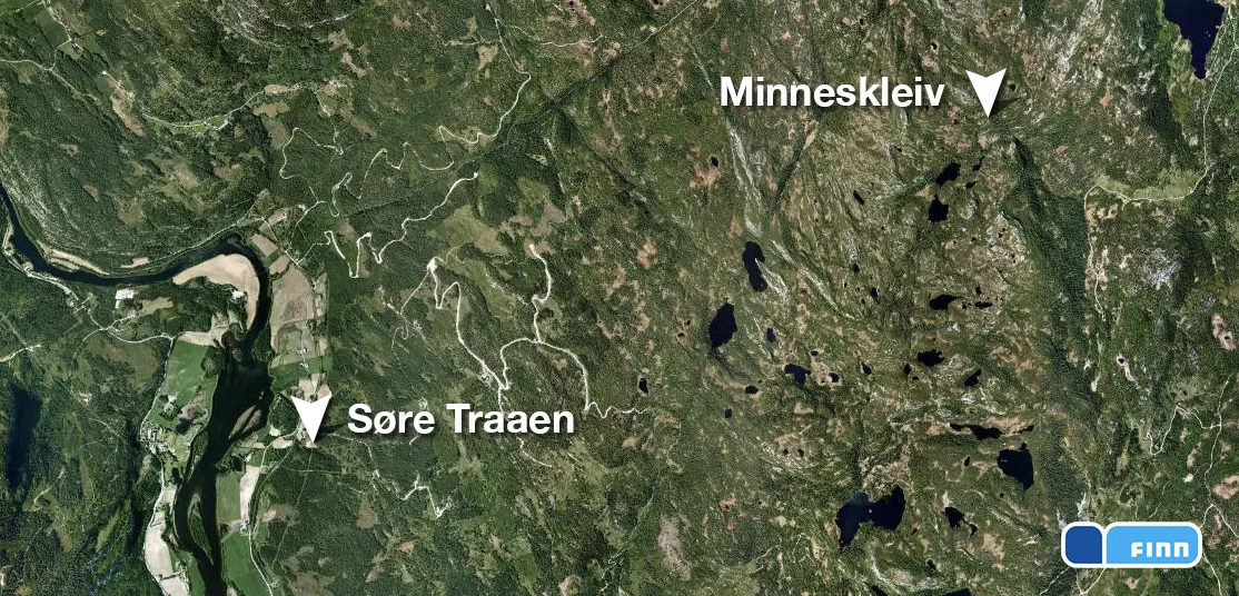 Søre Traaen i Rollag og seteren Minneskleiv. Se kart .