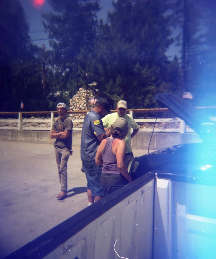 The car broke down on the way out of Yosemite. Fun way to wrap up Analog Day! Yes, we had turn on the cell phone to call someone to jump the car.