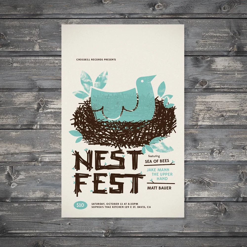 Poster for a folk/indie show featuring multiple artists. Click below for more images.