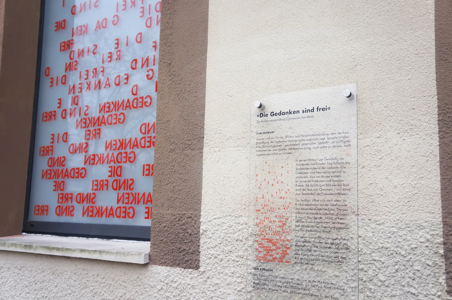 Texttafel zu Jörg Schmitz’ Glasgestaltung