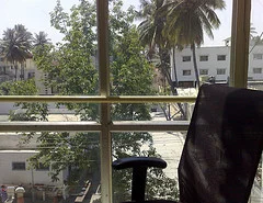 Here is the view from the GreenPrint office in Bangalore. Slight difference from the car park at Brick Lane.