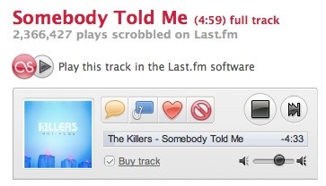 So my favorite social music service has signed a deal allowing you to play full versions of any of the tracks on the site. This is fantastic news and a sign that finally the music industry is embracing new business models and not just suing their customers.
As of today, you can play full-length tracks and entire albums for free on the Last.fm website.
Something we’ve wanted for years—for people who visit Last.fm to be able to play any track for free—is now possible. With the support of the folks behind EMI, Sony BMG, Universal and Warner—and the artists they work with—plus thousands of independent artists and labels, we’ve made the biggest legal collection of music available to play online for free, the way we believe it should be.
Link