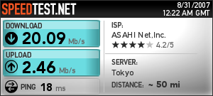 The internet in my hotel room is 20mbps, nice!