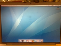 Just picked up my repaired MacBook Pro from the apple store in Kingston. The principal reason for taking it in was because of dark blotches on the screen, see pic. It had also started to have problems with the trackpad being unresponsive. Ultimately they replaced the screen, top cover, trackpad and the logic board. As much as I love my laptop, it does make me think that this particular one was a real friday afternoon job.