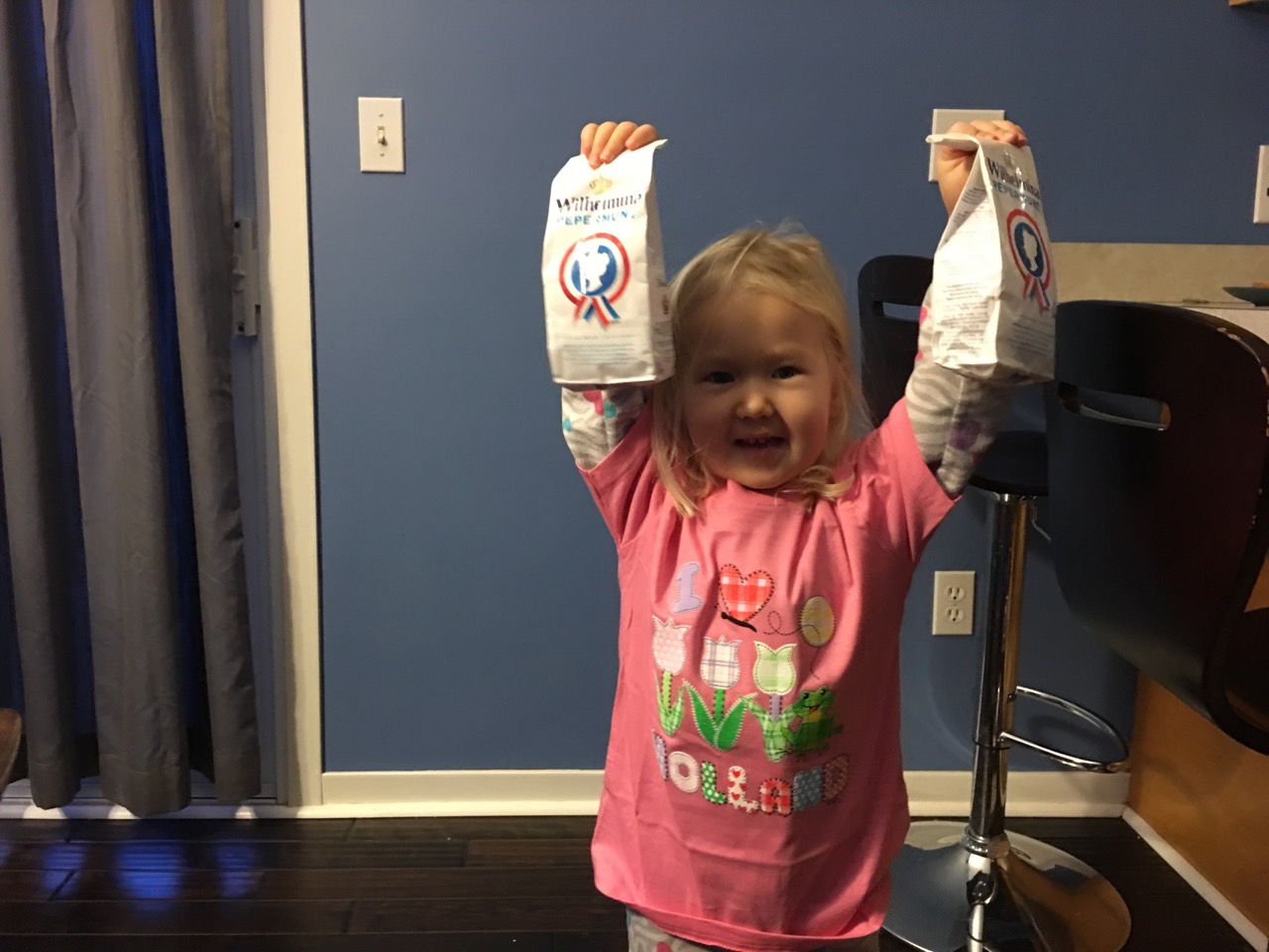 A shirt and two bags of mints just as she requested. 