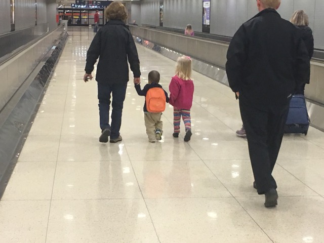 Josh and Madeleine with Grandma. Poor guy has no clue what it is going to mean being her brother. 