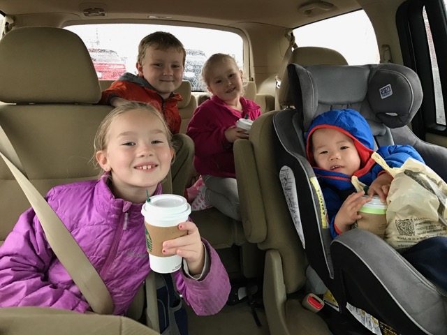 Post swim Starbucks to start our drive home.