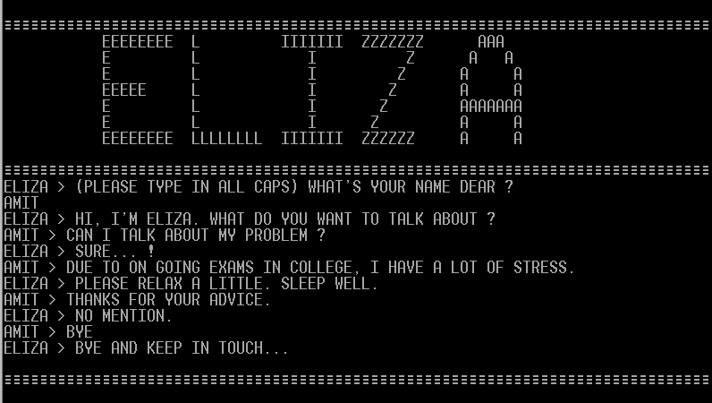 Eliza, an early emulator of emotional interaction.