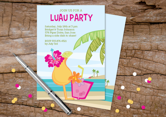 Summer Luau Party Invitation