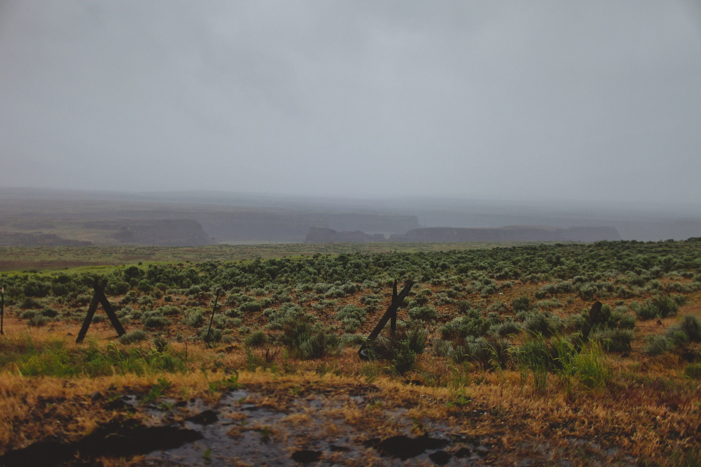 A massive coulee outside Coulee City, Washington. A coulee is a geographical formulation of deep ravine and rock formations made during massive floods after the ice age. 