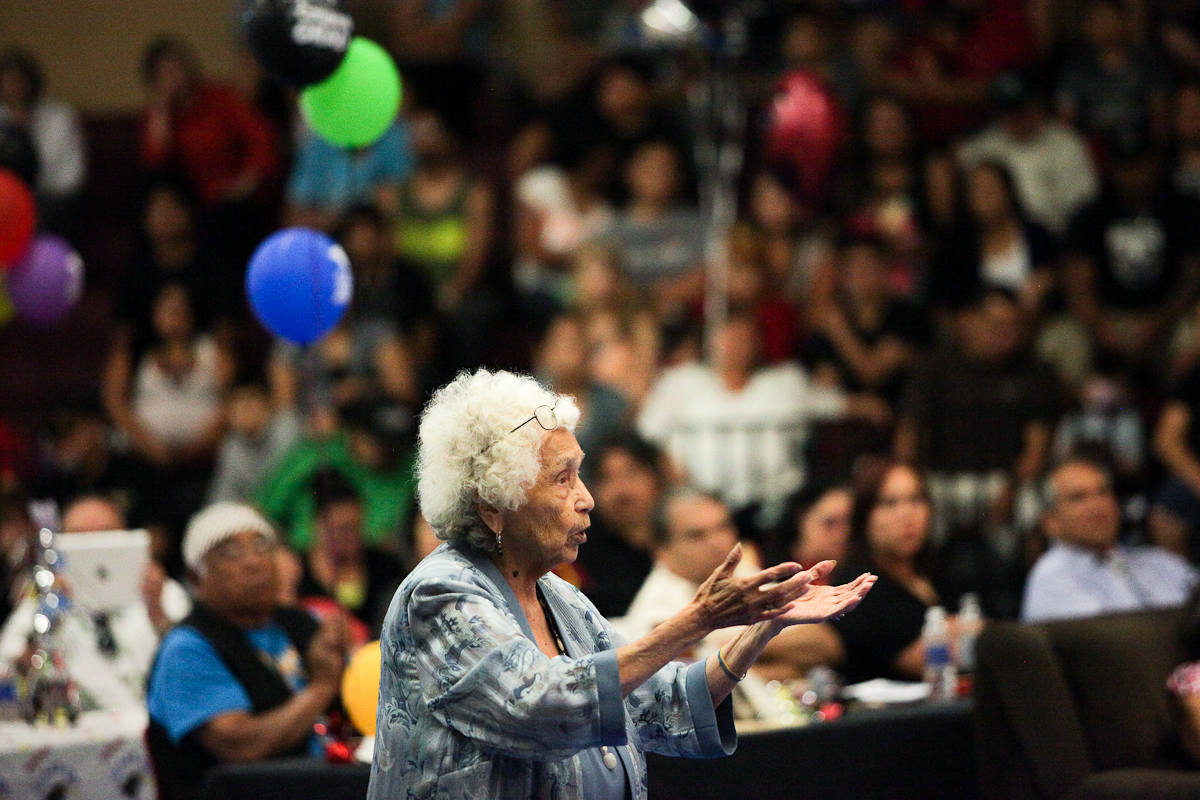 Standing and addressing the crowd, this Lummi elder said she remembered how difficult it was just to stay in school to learn english. She rejoiced at seeing so many kids graduating; something she said she did not think she would ever experience. 