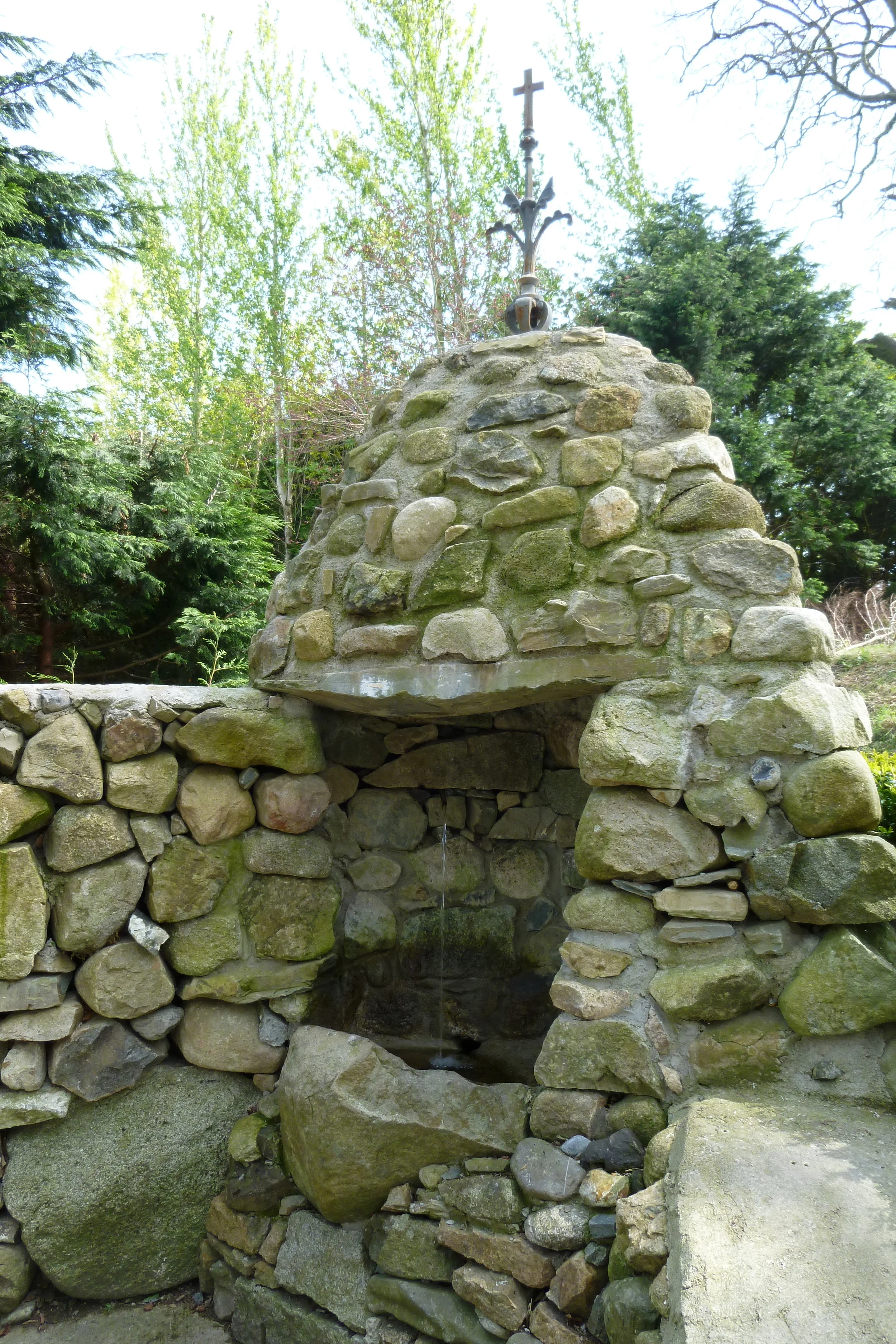 The actual well associated with St. Brigid in Faughart is a little higher up the hill, but this source near her stream is the one that most pilgrims use to gather water to take home. 