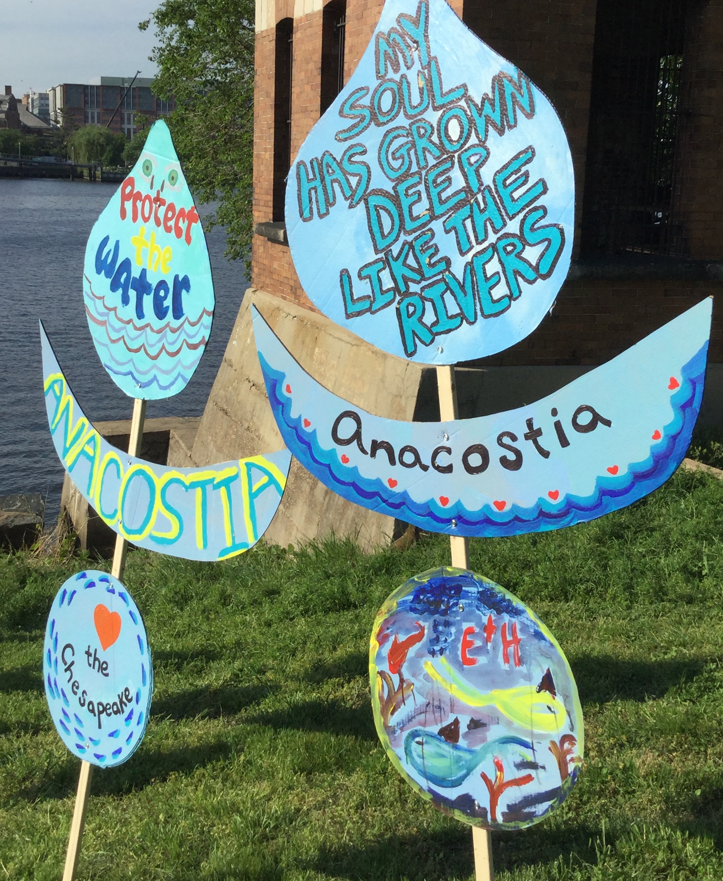 Totems created at water ceremonies along Washington, DC area rivers and carried in the 2017 People's Climate March