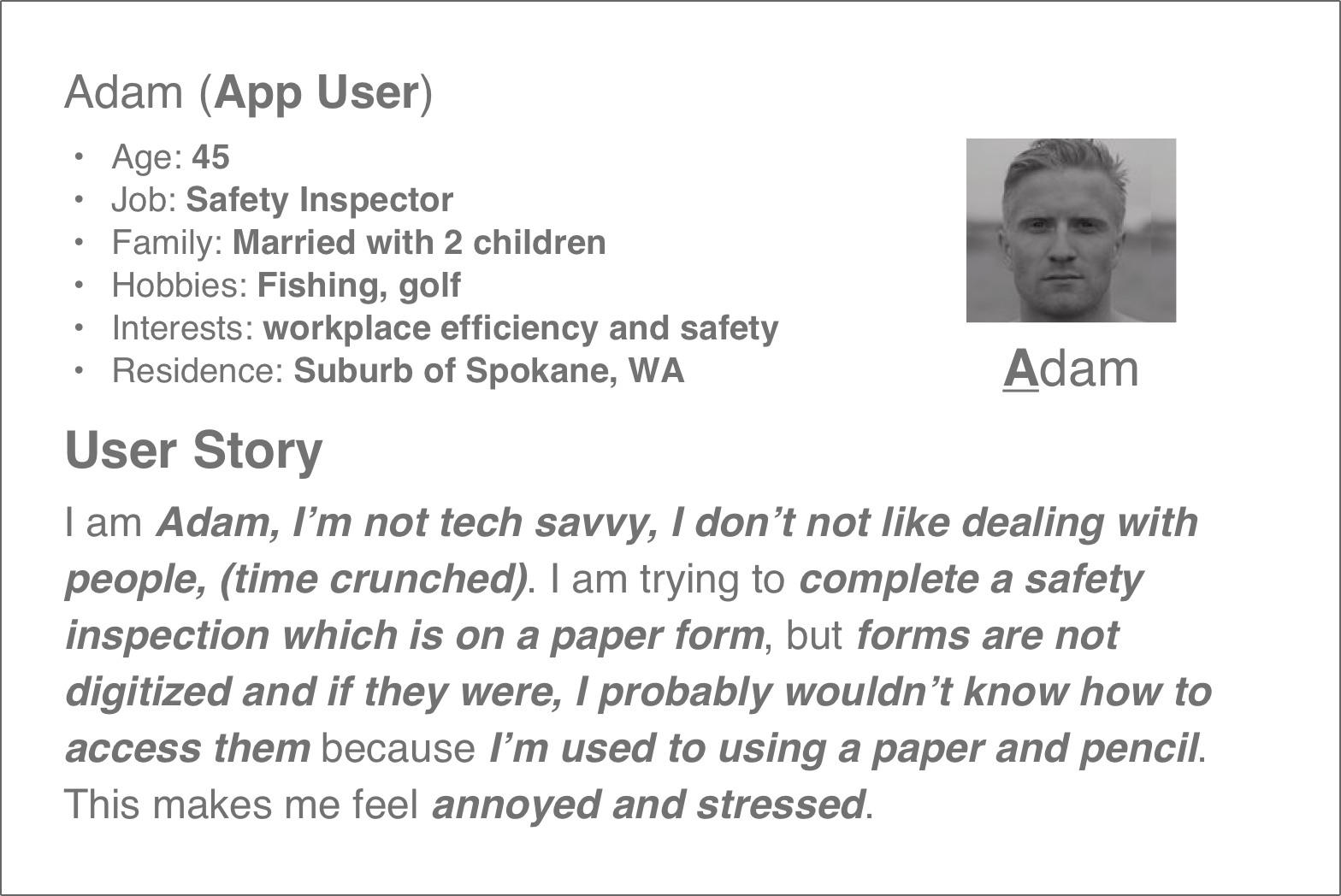 Persona Example A - Adam