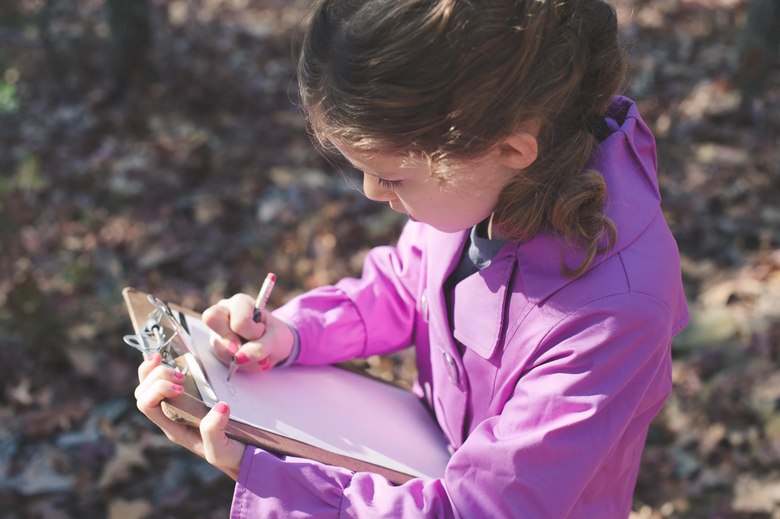 This photo belongs earlier in the post but I can't figure out how to move it (or how it ended up down here in the first place! Oh well). One day, we took the kids out for a nature hunt and Ella was good enough to catalog all of our finds.