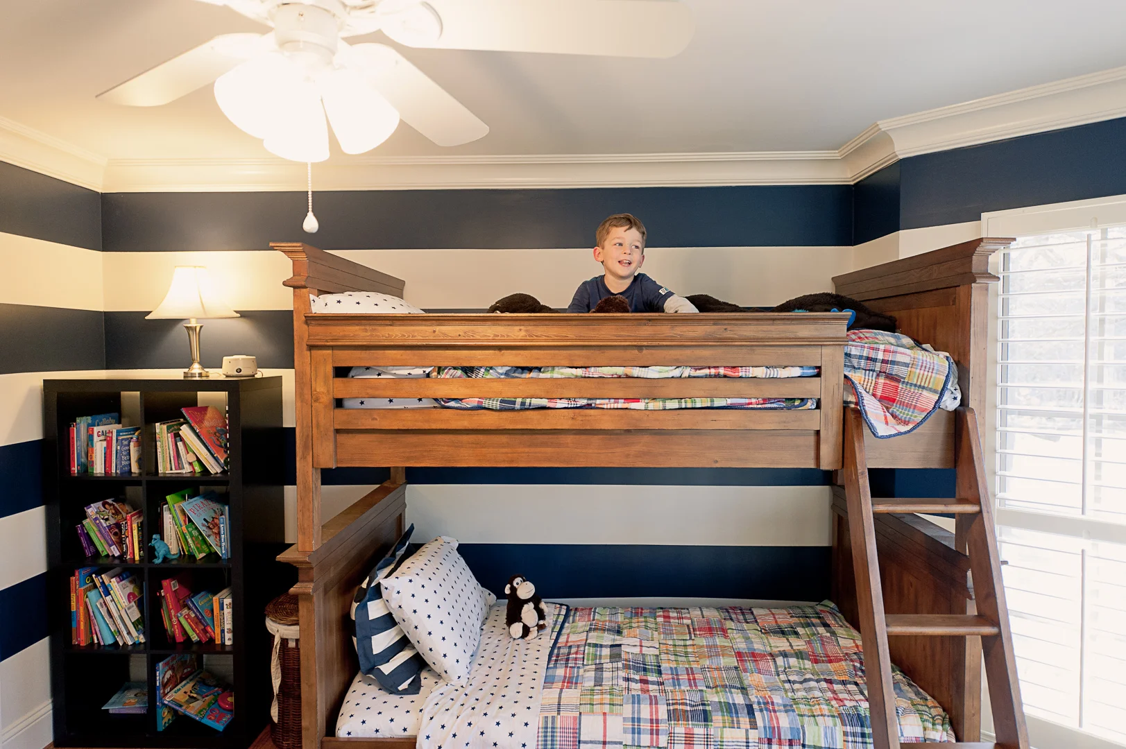 Can't believe he's old enough to sleep on the top bunk!​