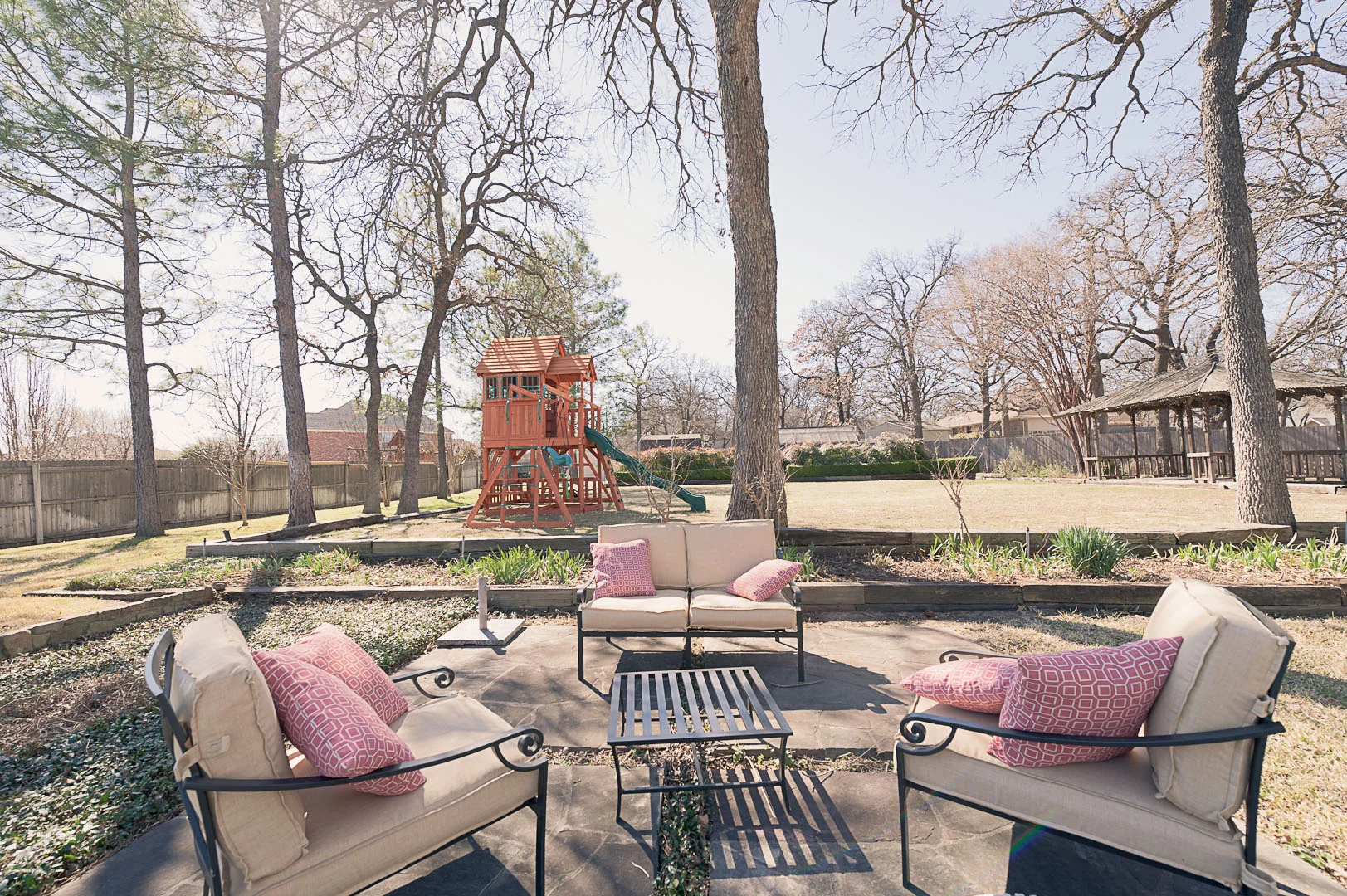 The cushions will probably take a beating being outside year-round but it's a risk we're willing to take.