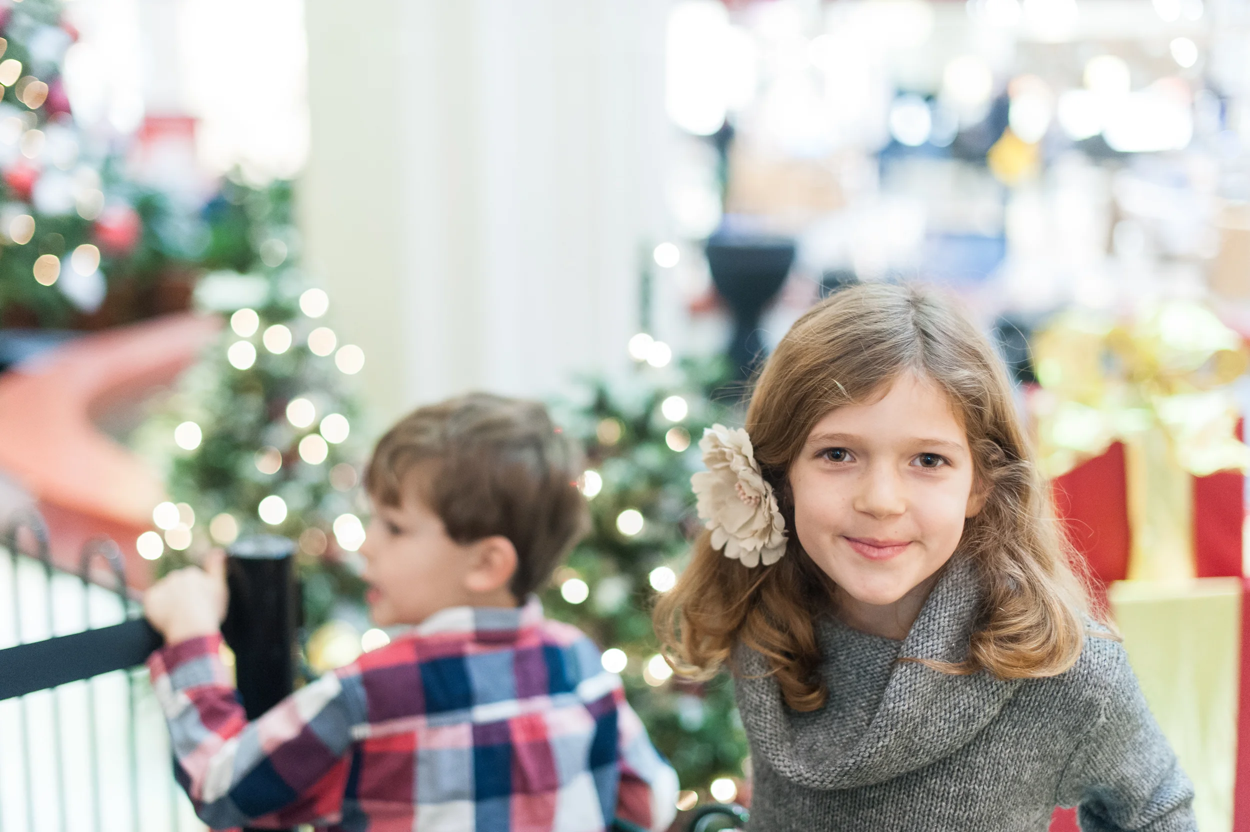 Enduring the line to see Santa. 