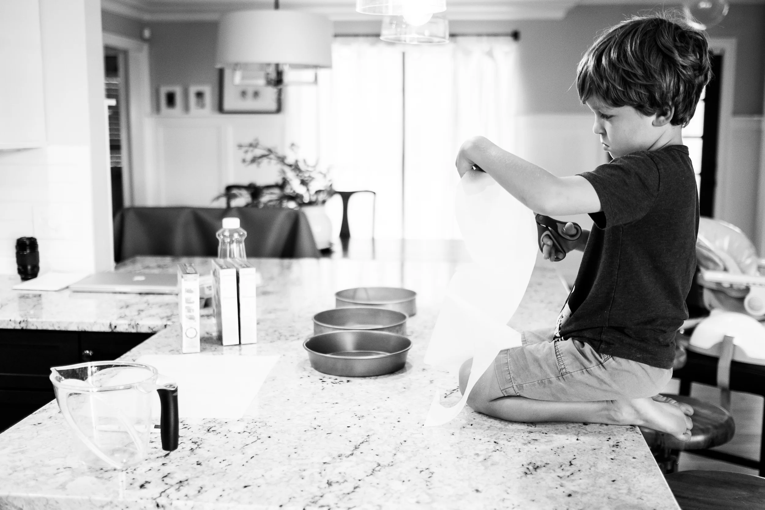 This year's cake creation required six layers of cake. Thankfully, Michael was excited to help with all of the prep work.
