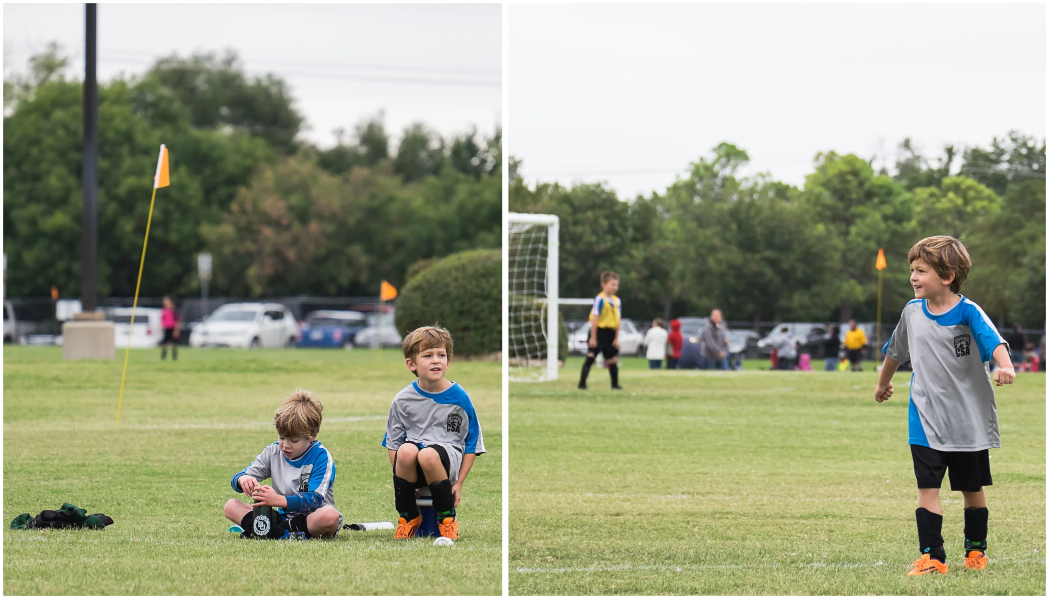 In the morning, we had a soccer game. Due to all of the crazy prep going on at our house -- not just for Michael's birthday but also for a lemonade and cookies fundraiser the kids were doing the next day -- Ella, Henry and I were 15 minutes late to the game. Right when we arrived, Wes told me I missed Michael scoring two goals. I could have cried. But then he scored two more. Not that I managed to grab photos of either goal, but I got to be there which is even better.