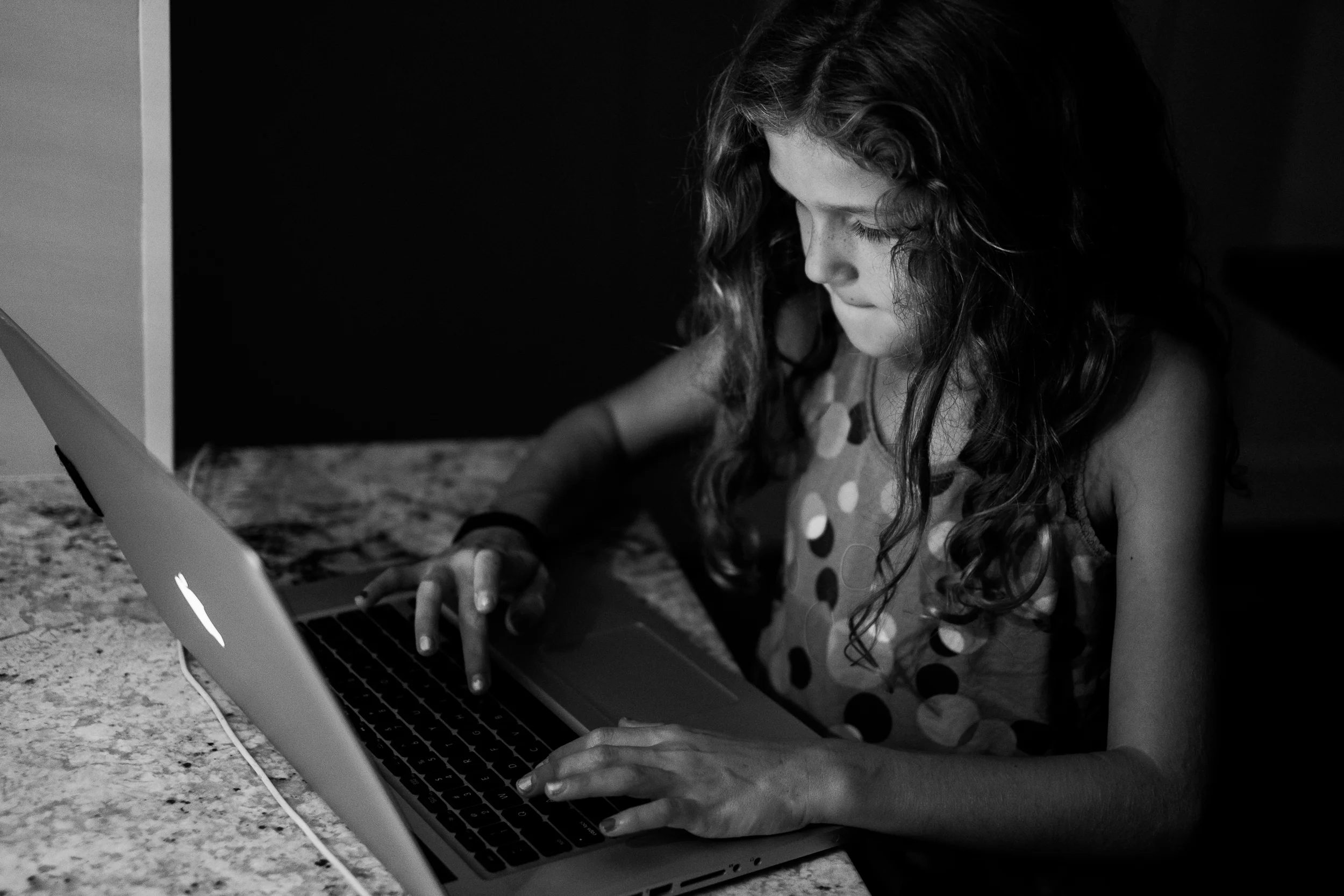 Ella, typing up her Student Council campaign speech. 