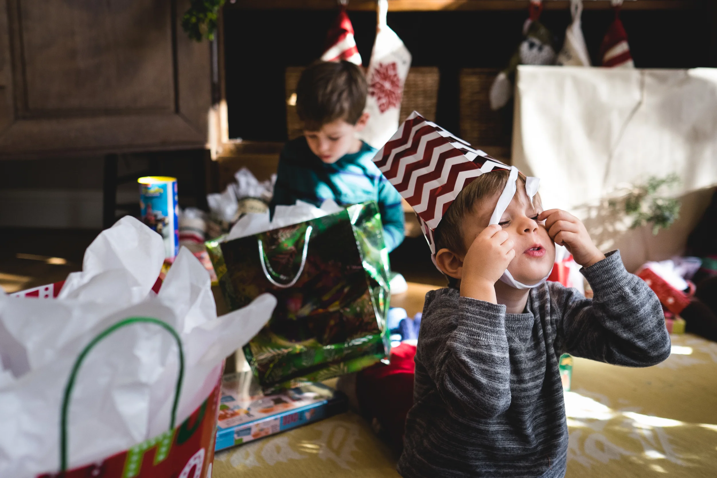 Yes, our kids like putting things on their heads. It never gets old.
