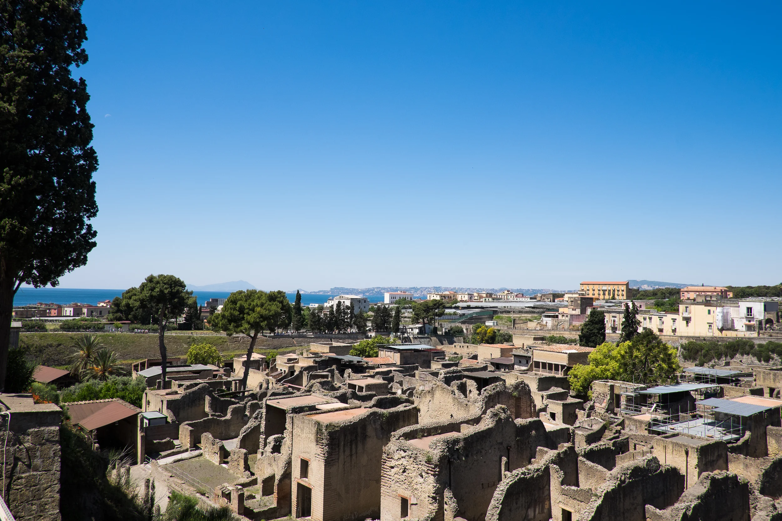 This view looks out to the Bay of Naples, which at the time of Herculaneum's existence, came all the way up to the city itself. 
