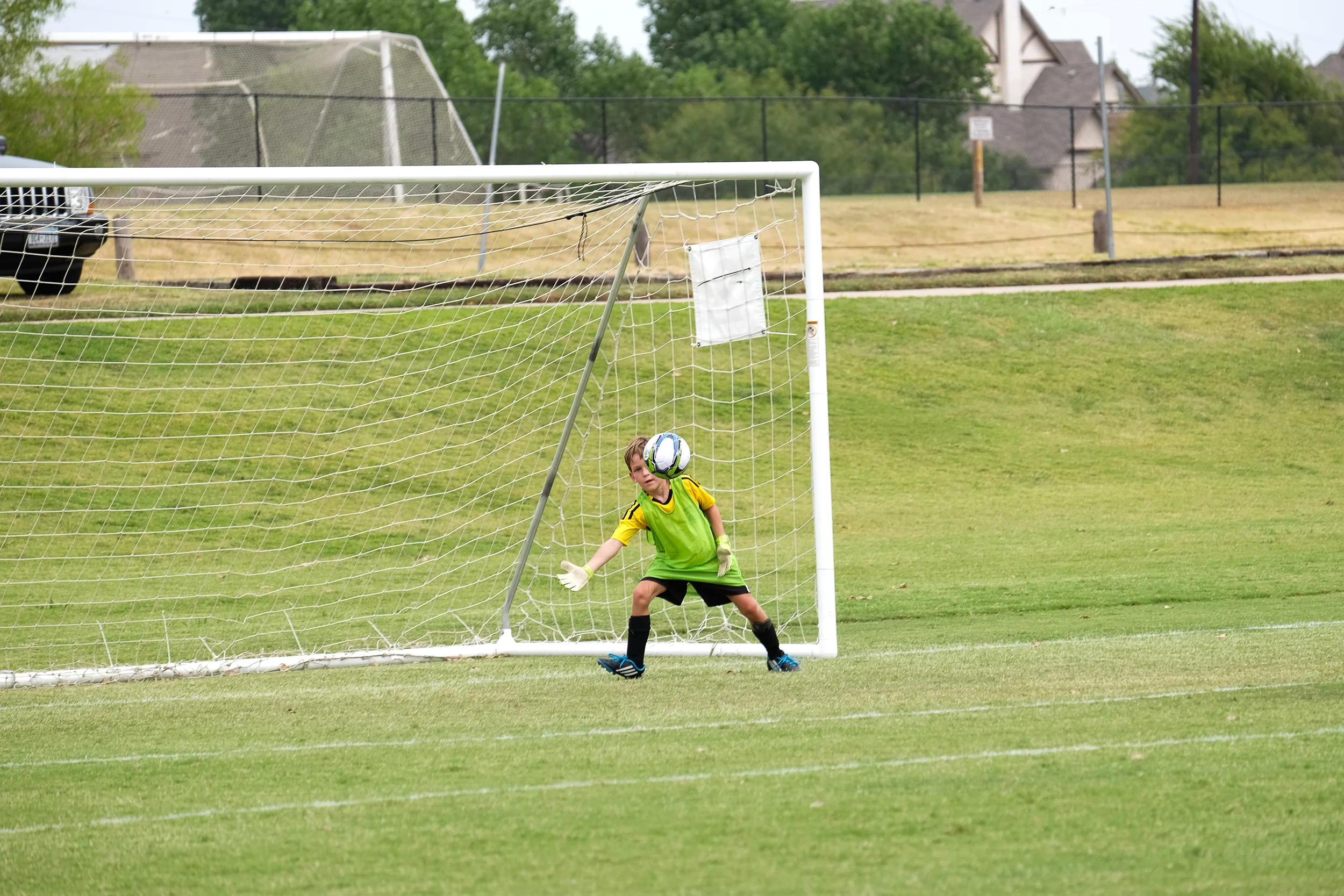 Michael's first time as goalie.