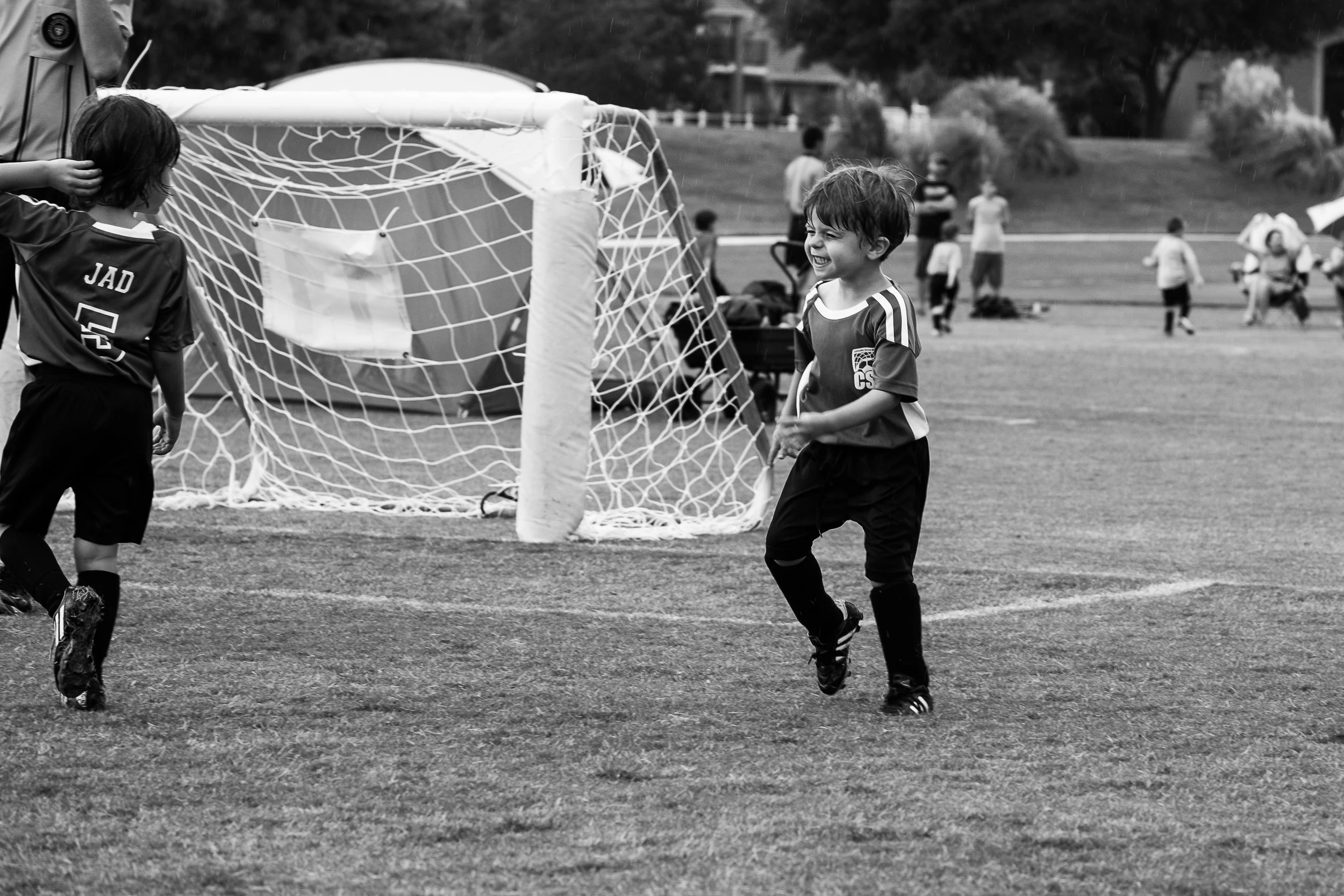 When you're three and you're playing soccer in the rain, you might just believe that life can't get any better than this.&nbsp;