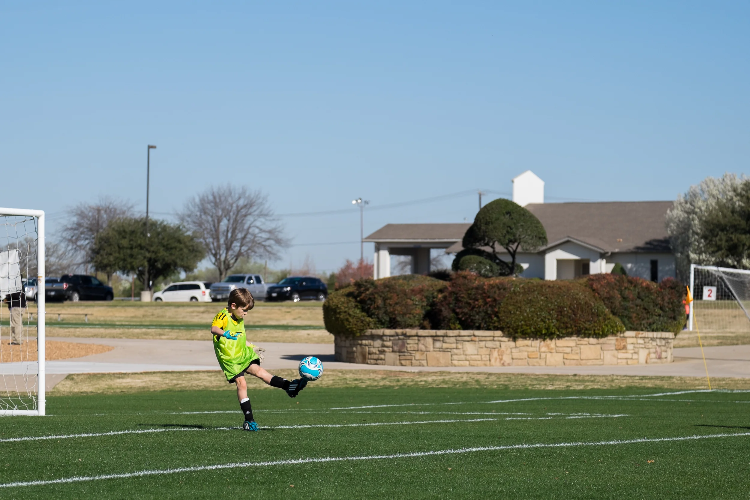 Michael doesn't always play goalie, but apparently that's the only time I'm able to grab a photo of him on the field. During this particular game, he scored three goals -- of course, I missed capturing any of those!