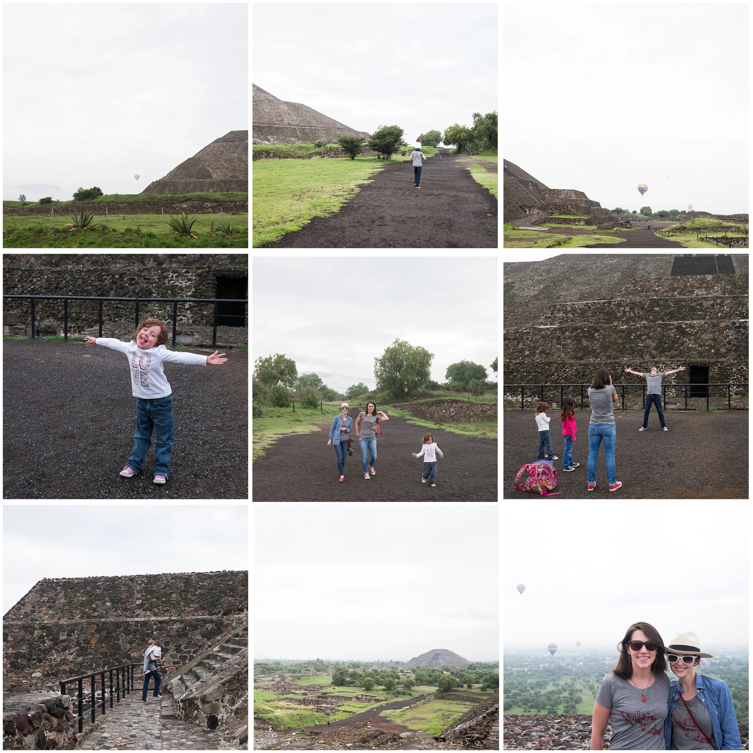 (Early!) Saturday morning we headed to Teotihuacan to visit and climb first the Pyramid of the Sun, and then the Pyramid of the Moon. The Aztecs began construction on these pyramids and nearby temples in 100 C.E. Beating the crowds, we had the top of the first pyramid all to ourselves, surrounded by hot air balloons that launch early in the day. It was absolutely a bucket list kind of morning. 