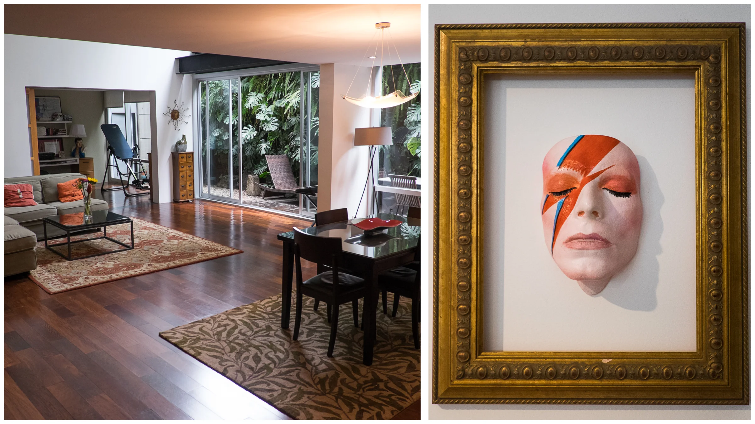 Our hosts' beautiful home in Polanco -- with one special detail I had to include for my sister -- a limited edition David Bowie mask made from an original cast.
