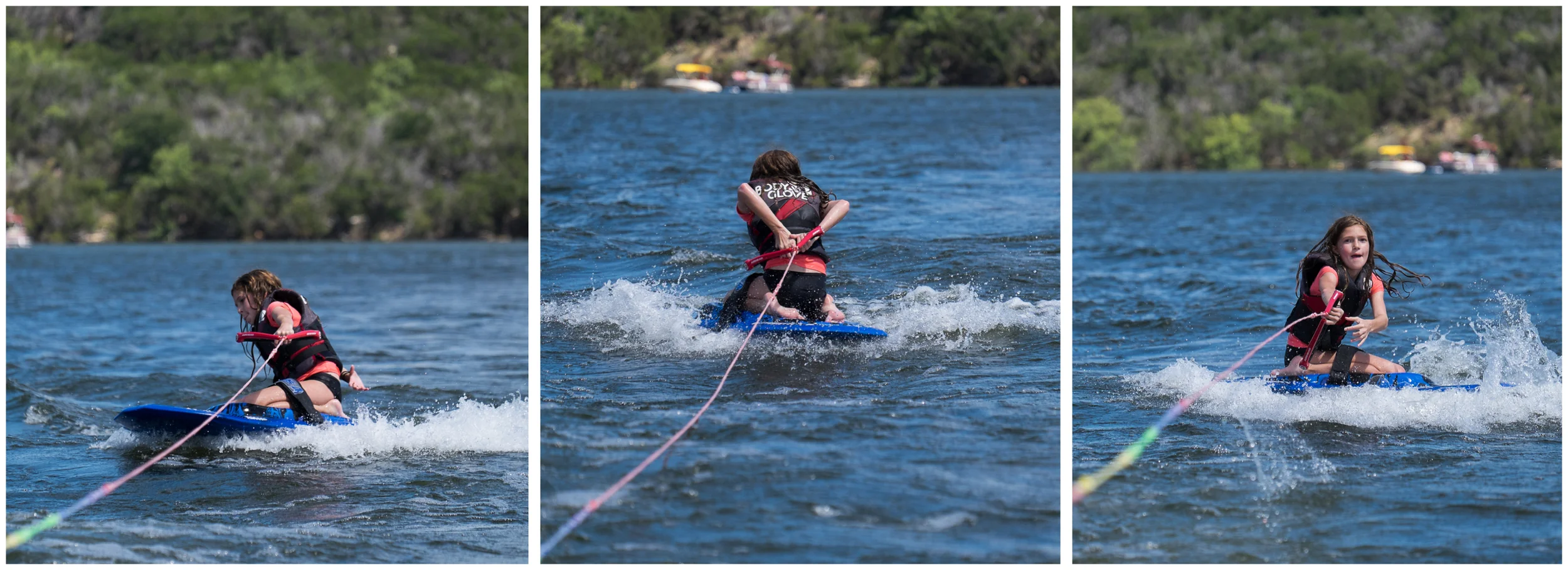 Ella managed a 360 on her second time ever riding on the knee board. Show-off that she is. 