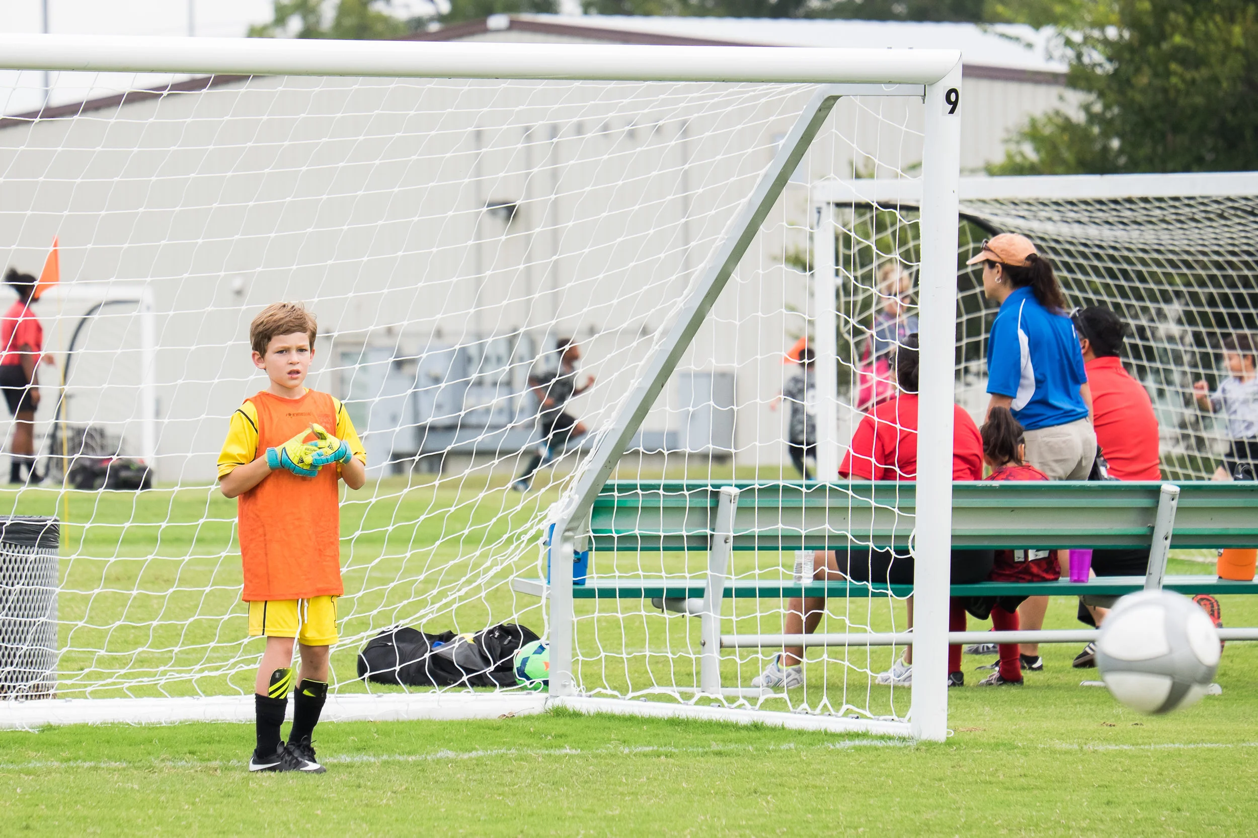 Michael took a turn as keeper. He didn't get too excited about anything until the ball was five feet or less from the goal -- a little nerve-wracking for us parents on the side line but he was completely unconcerned with our anxiety. They won with another shut-out so I guess we worried for nothing!