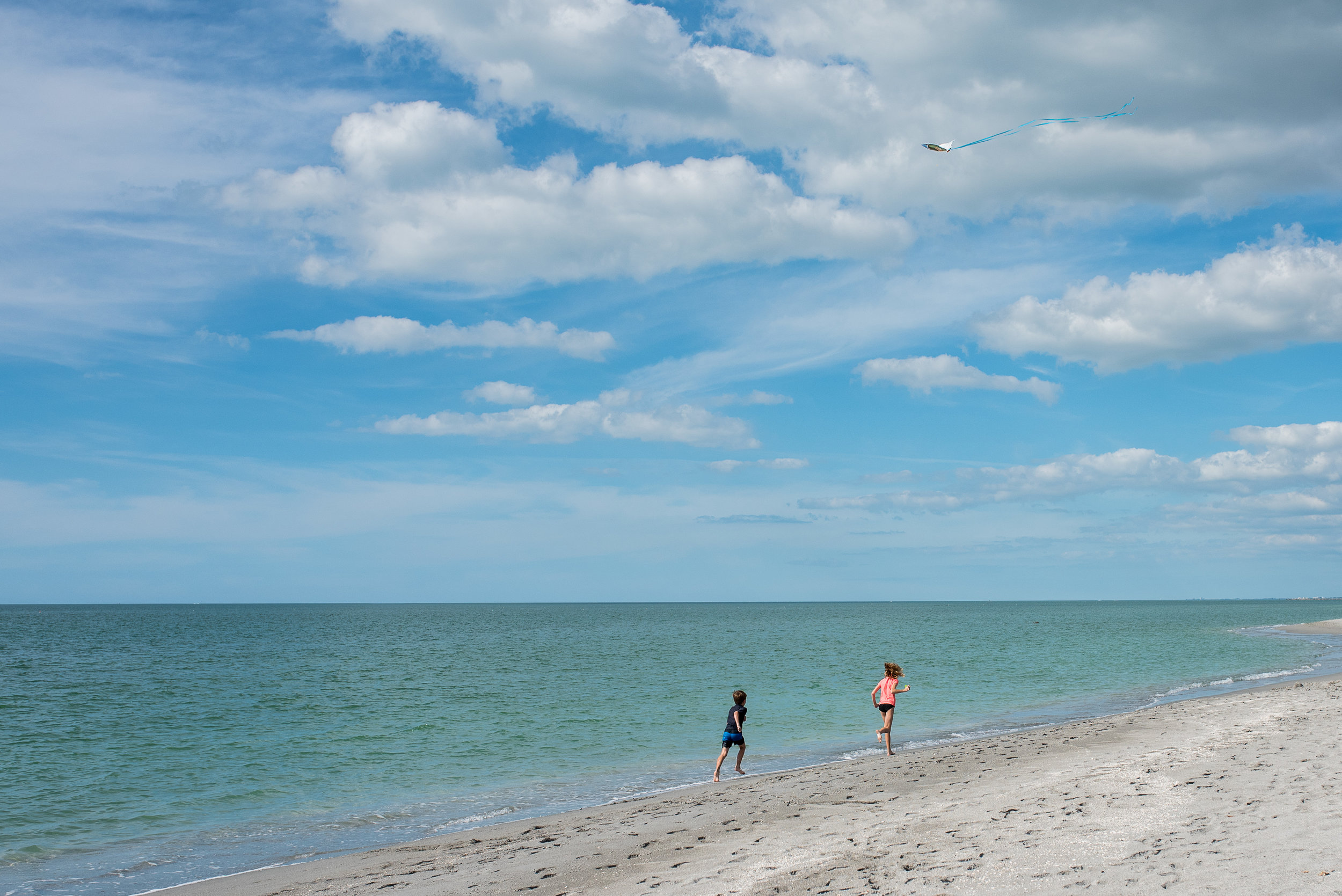 Flying a kite.