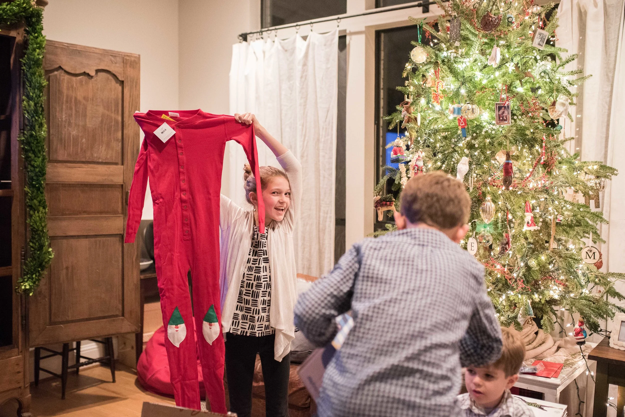Onesie Christmas jammies! (The boys still haven't figured out that their Christmas Eve gift will always be jammies...they'll come along eventually.)